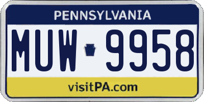 PA license plate MUW9958
