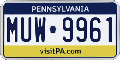 PA license plate MUW9961
