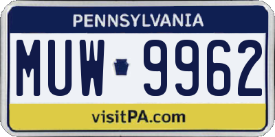 PA license plate MUW9962