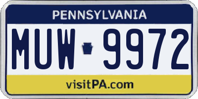 PA license plate MUW9972