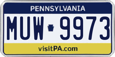 PA license plate MUW9973