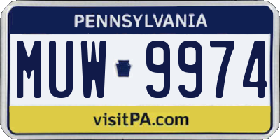 PA license plate MUW9974