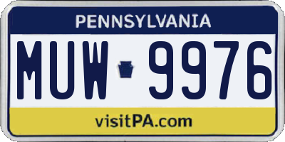 PA license plate MUW9976