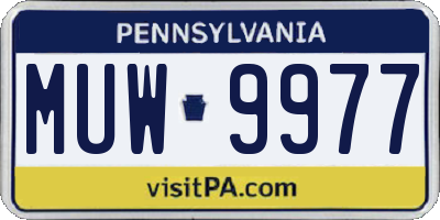 PA license plate MUW9977