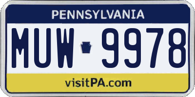 PA license plate MUW9978