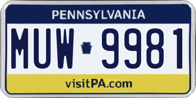 PA license plate MUW9981