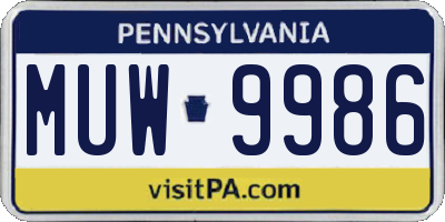 PA license plate MUW9986