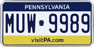 PA license plate MUW9989