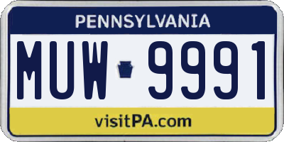 PA license plate MUW9991
