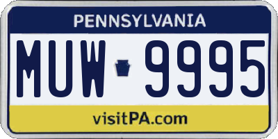 PA license plate MUW9995