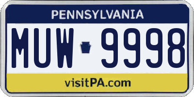 PA license plate MUW9998