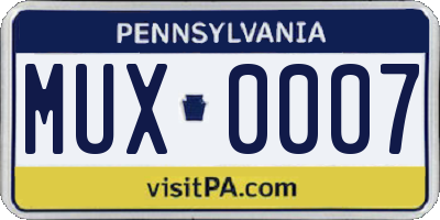 PA license plate MUX0007
