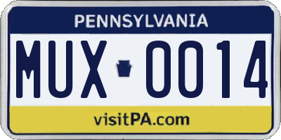 PA license plate MUX0014