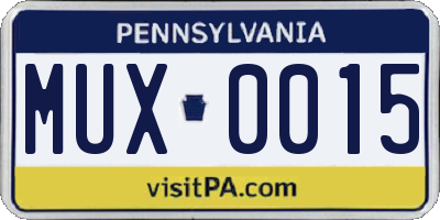 PA license plate MUX0015