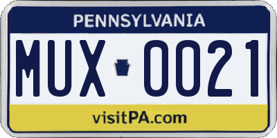 PA license plate MUX0021