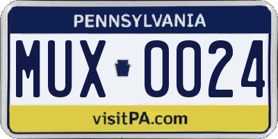 PA license plate MUX0024
