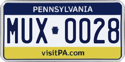PA license plate MUX0028