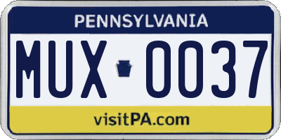 PA license plate MUX0037
