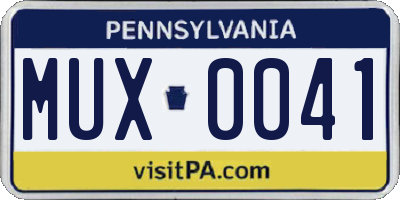 PA license plate MUX0041