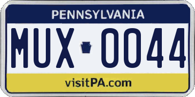 PA license plate MUX0044