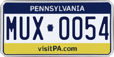 PA license plate MUX0054