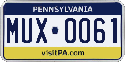 PA license plate MUX0061