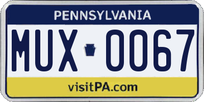 PA license plate MUX0067