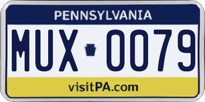 PA license plate MUX0079