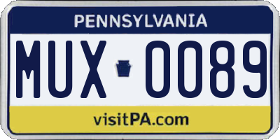 PA license plate MUX0089