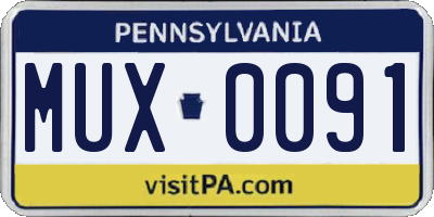PA license plate MUX0091