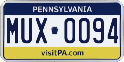 PA license plate MUX0094