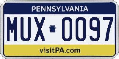 PA license plate MUX0097