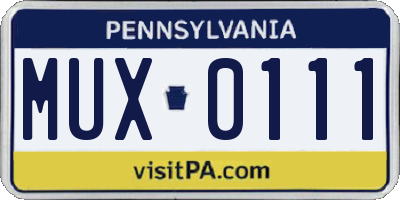 PA license plate MUX0111