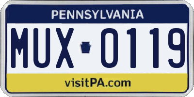 PA license plate MUX0119