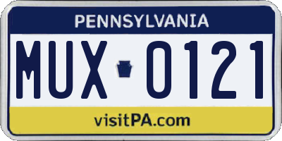 PA license plate MUX0121