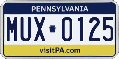 PA license plate MUX0125