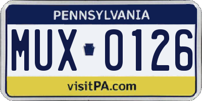 PA license plate MUX0126