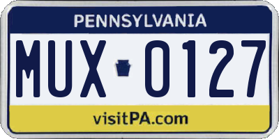 PA license plate MUX0127