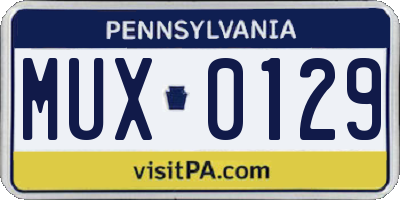 PA license plate MUX0129