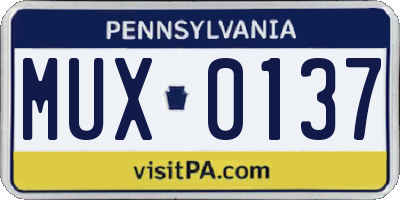 PA license plate MUX0137