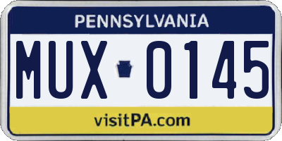 PA license plate MUX0145