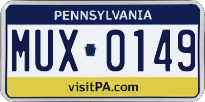 PA license plate MUX0149
