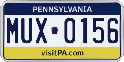 PA license plate MUX0156