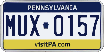 PA license plate MUX0157
