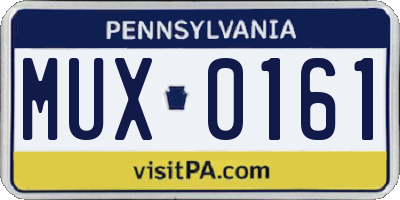 PA license plate MUX0161