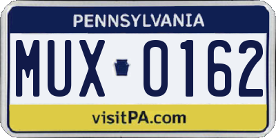 PA license plate MUX0162