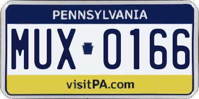 PA license plate MUX0166