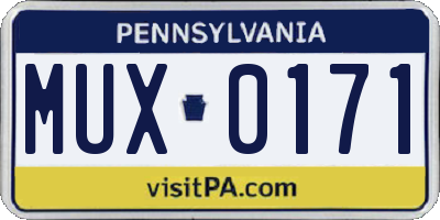 PA license plate MUX0171