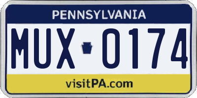 PA license plate MUX0174