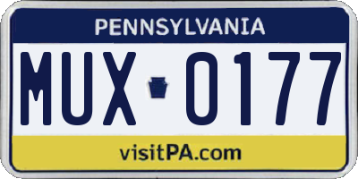 PA license plate MUX0177